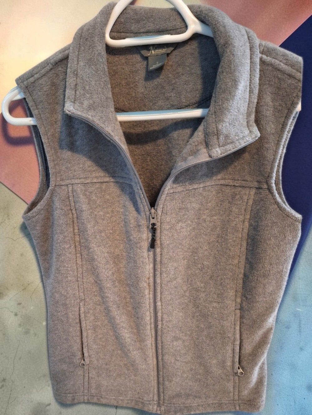 Natural Reflections Gray Fleece Zip-Up Vest